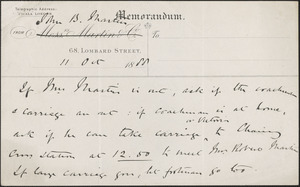 [John Biddulph Martin] autograph note to [Victoria Woodhull Martin], London, October 11, 1888
