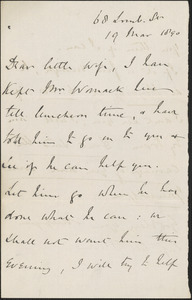 [John Biddulph Martin] autograph note to [Victoria Woodhull Martin, London], March 19, 1890
