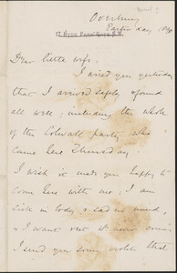 [John Biddulph Martin] autograph note signed to [Victoria Woodhull Martin, Tewkesbury, England], Easter day, 1890