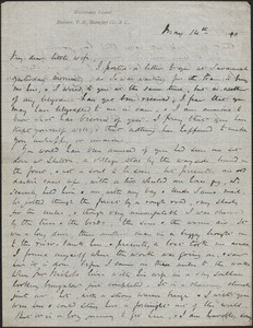 [John Biddulph Martin] autograph letter signed to [Victoria Woodhull Martin], Williams Island, Beaufort Co., South Carolina, May 14, 1890