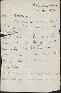 [John Biddulph Martin] autograph note to [Victoria Woodhull Martin, London], August 14, 1890