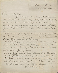 [John Biddulph Martin] autograph letter signed to [Victoria Woodhull Martin], Tewkesbury, [England], November 24, 1892