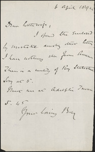 [John Biddulph Martin] autograph note signed to [Victoria Woodhull Martin], April 6, 1894