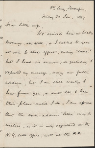 [John Biddulph Martin] autograph letter to [Victoria Woodhull Martin], Santa Cruz, Tenerife, January 22, 1897