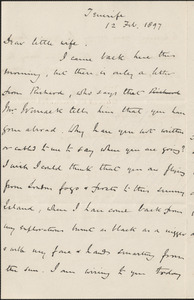 [John Biddulph Martin] autograph letter to [Victoria Woodhull Martin], Tenerife, February 12, 1897