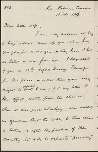 [John Biddulph Martin] autograph letter to [Victoria Woodhull Martin], Las Palmas, Canaries, February 16, 1897