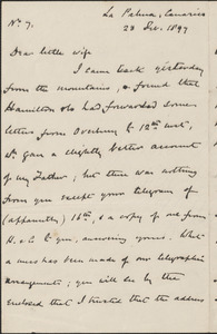 [John Biddulph Martin] autograph letter to [Victoria Woodhull Martin], Las Palmas, Canaries, February 23, 1897