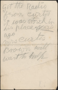 [Victoria Woodhull Martin] autograph note, [Bredon's Norton, Worcestershire, Eng.?], approximately 1901-1927