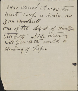 [Victoria Woodhull Martin] autograph note, [Bredon's Norton, Worcestershire, Eng.?], approximately 1901-1927