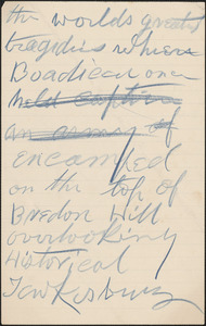 [Victoria Woodhull Martin] autograph note, [Bredon's Norton, Worcestershire, Eng.?], approximately 1901-1927