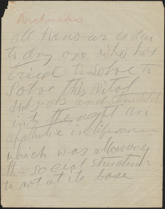 [Victoria Woodhull Martin] autograph note, [Bredon's Norton, Worcestershire, Eng.?], approximately 1901-1927