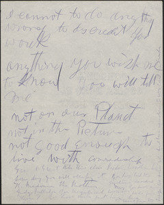 [Victoria Woodhull Martin] autograph note, [Bredon's Norton, Worcestershire, Eng.?], approximately 1901-1927?