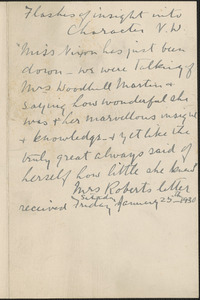 [Zula Maud Woodhull] autograph note, [Hove, Sussex, England, approximately 1927-1930?]