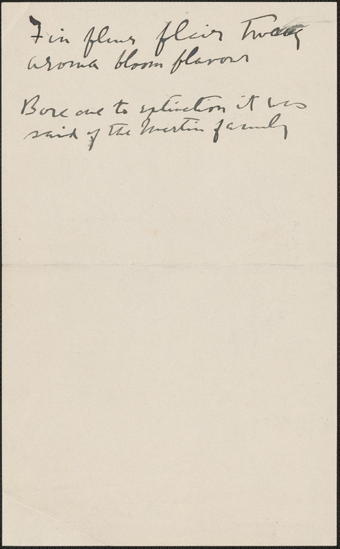 [Zula Maud Woodhull] autograph note, [Hove, Sussex, England, approximately 1927-1930?]