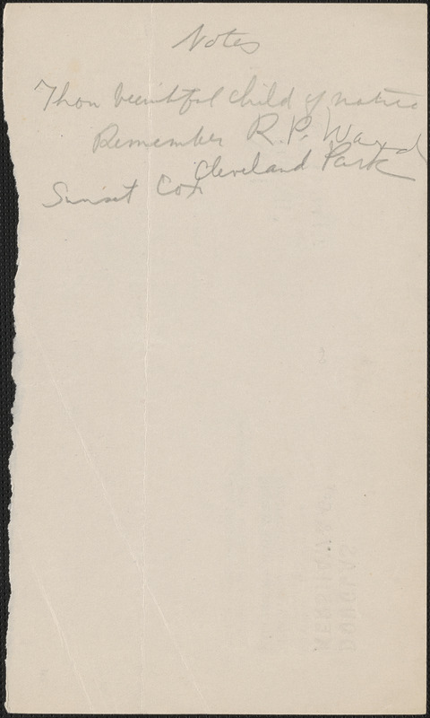 [Zula Maud Woodhull] autograph note, [Hove, Sussex, England, approximately 1927-1930?]