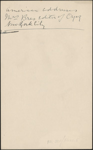 [Zula Maud Woodhull] autograph note, [approximately 1893-1901?]