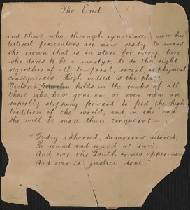 Autograph document: The end, [approximately 1927?]