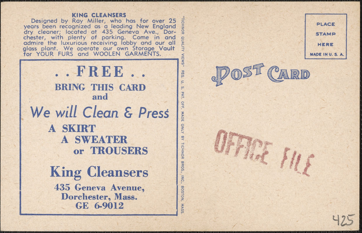King Cleansers, 435 Geneva Ave., Dorchester, Mass.
