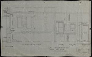 Three-quarter inch scale details of basement windows and door to boiler room