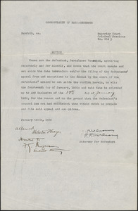 Motion of defendant Bartolomeo Vanzetti to extend time for filing exceptions to January 24, 1922
