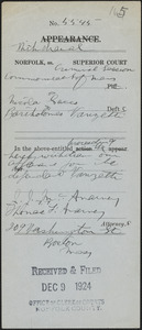 Withdrawal of appearance of J.J. McAnarney and T.F. McAnarney for defendant Bartolomeo Vanzetti