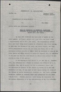 Bill of Exceptions of Defendant, Bartolomeo Vanzetti, in Rehearing on First Supplementary Motion for a new trial