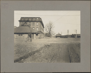 Photograph of the road near the freight house looking north across Pearl Street at South Braintree