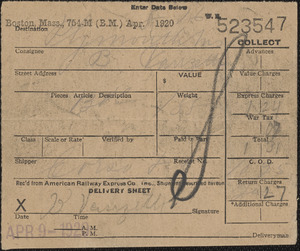 Six American Express Railway receipts