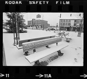 Market Sq. snow on benches