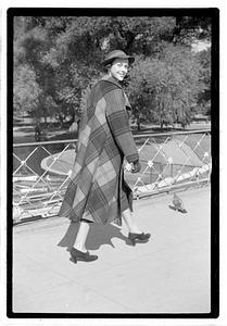 Models posing on Lagoon Bridge, Boston Public Garden