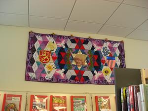 American pieced and appliqued cotton memorial quilt