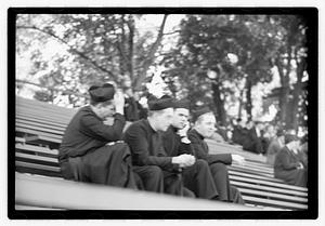 Priests watching football practice, Boston College