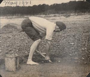Albert T. Chase clamming on beach, West Yarmouth, Mass.