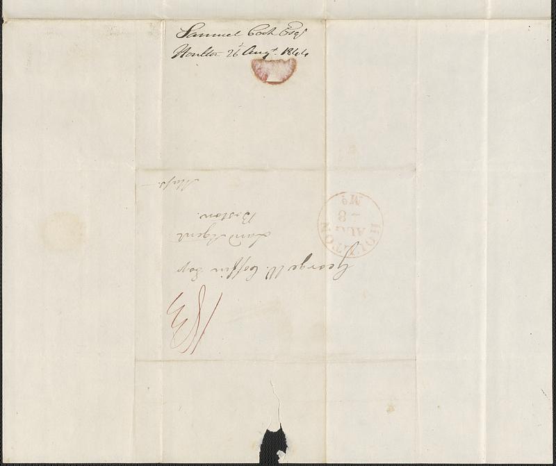 Samuel Cook to George Coffin, 26 August 1844 - Digital Commonwealth