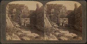 Gate of the Lions, oldest scripture in Europe, (S.E.), Acropolis of Mykenae, Greece