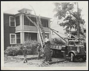 House damaged during storm by tree