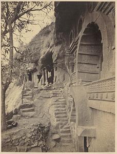 View along façade of caves 18 and 20, Pandavleni Caves, India