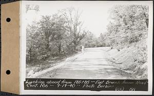 Contract No. 106, Improvement of Access Roads, Middle and East Branch Regulating Dams, and Quabbin Reservoir Area, Hardwick, Petersham, New Salem, Belchertown, looking ahead from Sta. 185+85, East Branch access road, Belchertown, Mass., Sep. 19, 1940