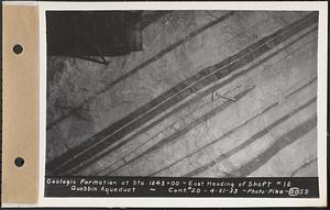 Contract No. 20, Coldbrook-Swift Tunnel, Barre, Hardwick, Greenwich, geologic formation at Sta. 1243+00, east heading of Shaft 12, Quabbin Aqueduct, Hardwick, Mass., Apr. 21, 1933