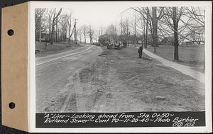 Contract No. 70, WPA Sewer Construction, Rutland, "A" line, looking ahead from Sta. 0+50, Rutland Sewer, Rutland, Mass., Nov. 20, 1940