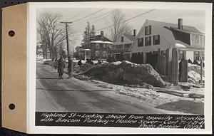 Contract No. 71, WPA Sewer Construction, Holden, Highland Street, looking ahead from opposite intersection with Bascom Parkway, Holden Sewer, Holden, Mass., Jan. 21, 1941