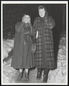 "Cold"- Brookline Ave., Back Bay. L-R. Elaine Raffaelly of Boston. Rena Etelman from Brookline.