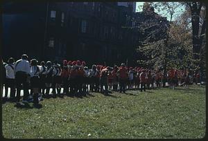 Waiting to join parade, Boston Columbus Day Parade 1973