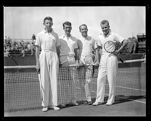 Donald Budge, John van Ryn, Wilmer Allison and Gene Mako at the net