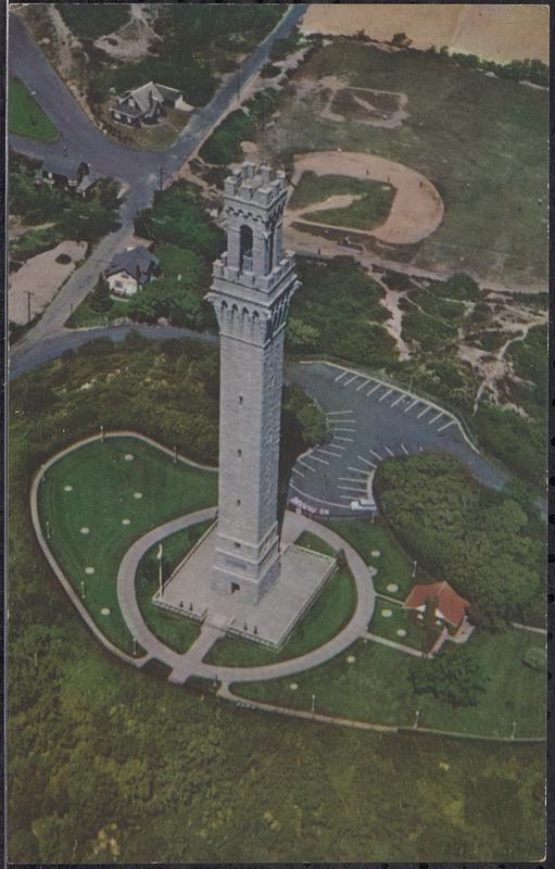 Air view of Pilgrim Monument, Provincetown, Mass., at the tip of Cape ...