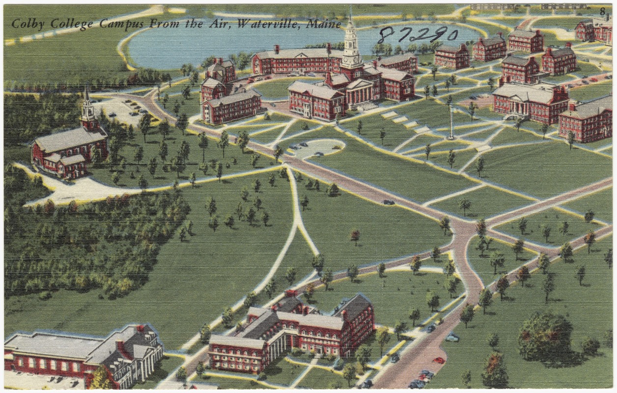 Colby College Campus from the air, Waterville, Maine