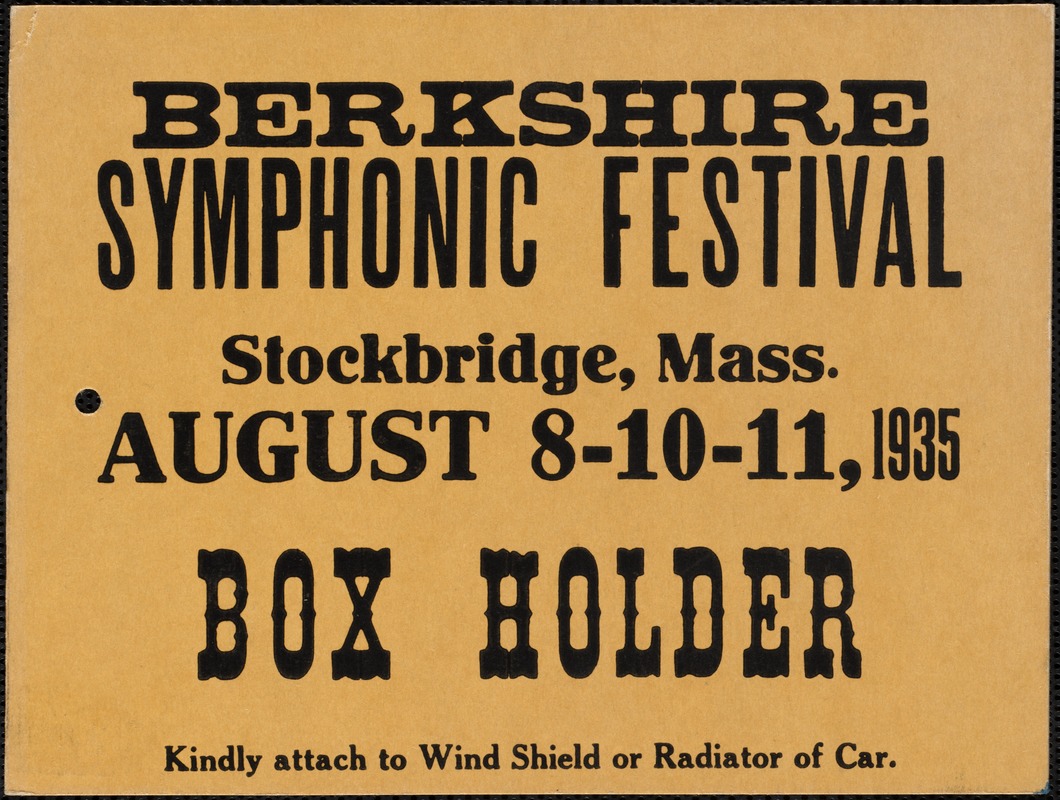Berkshire Symphonic Festival box holder