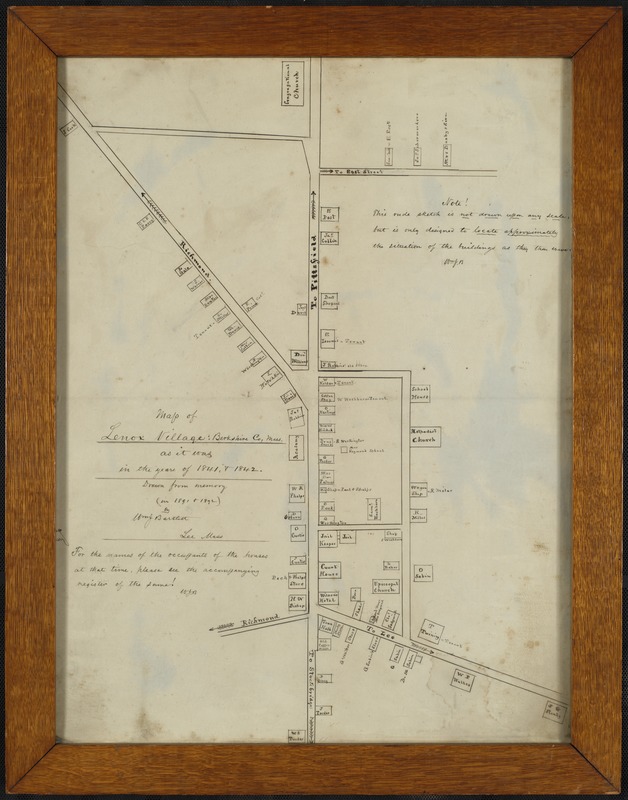 Map of Lenox Village: Berkshire County, Mass. as it was in the years of 1841 and 1842