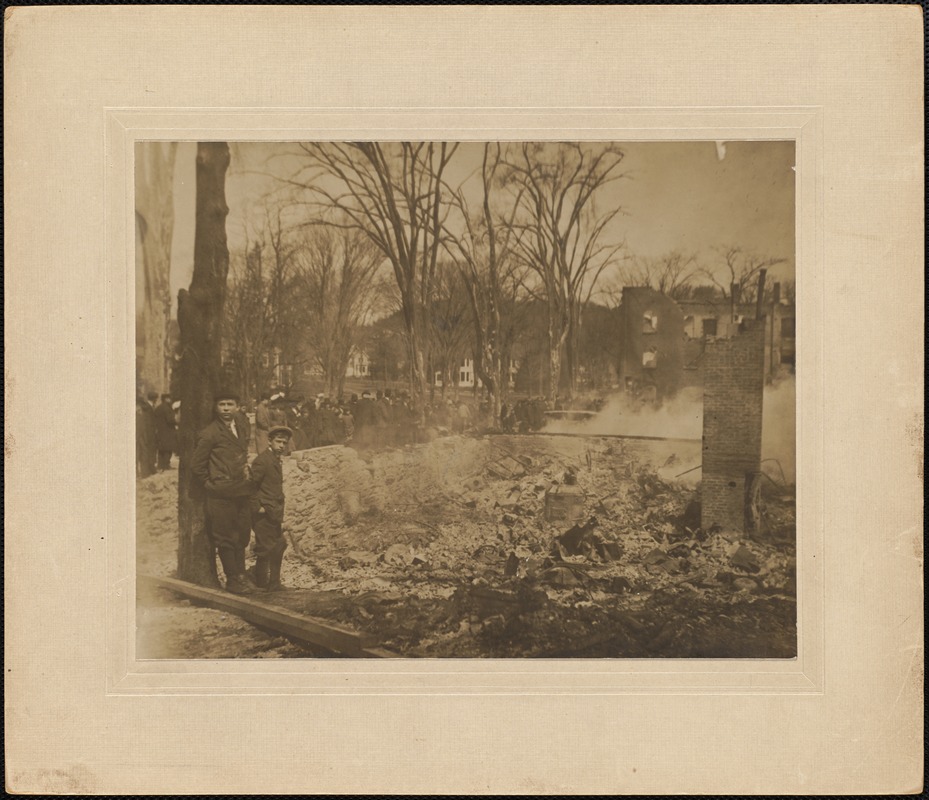 Easter Fire: 2 boys leaning against tree