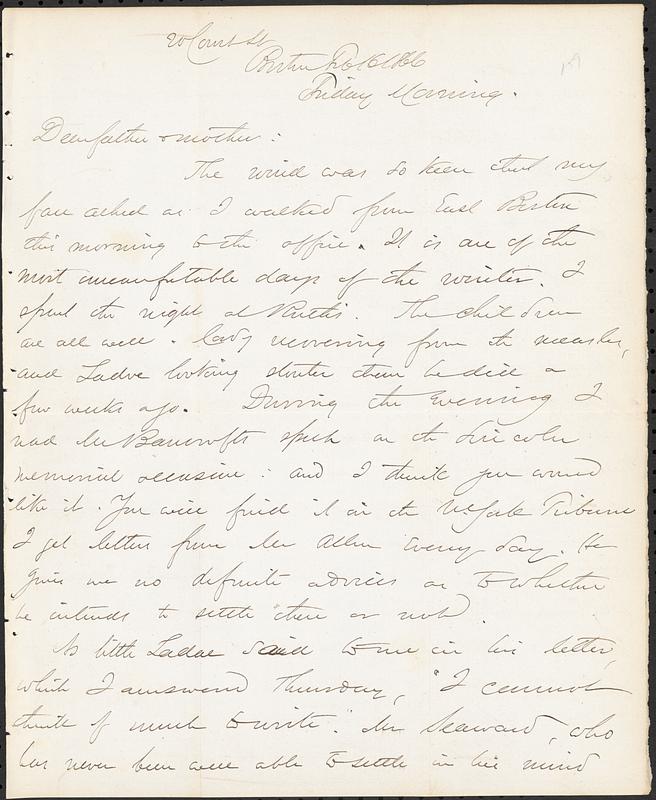 Letter from John D. Long to Zadoc Long and Julia D. Long, February 16, 1866